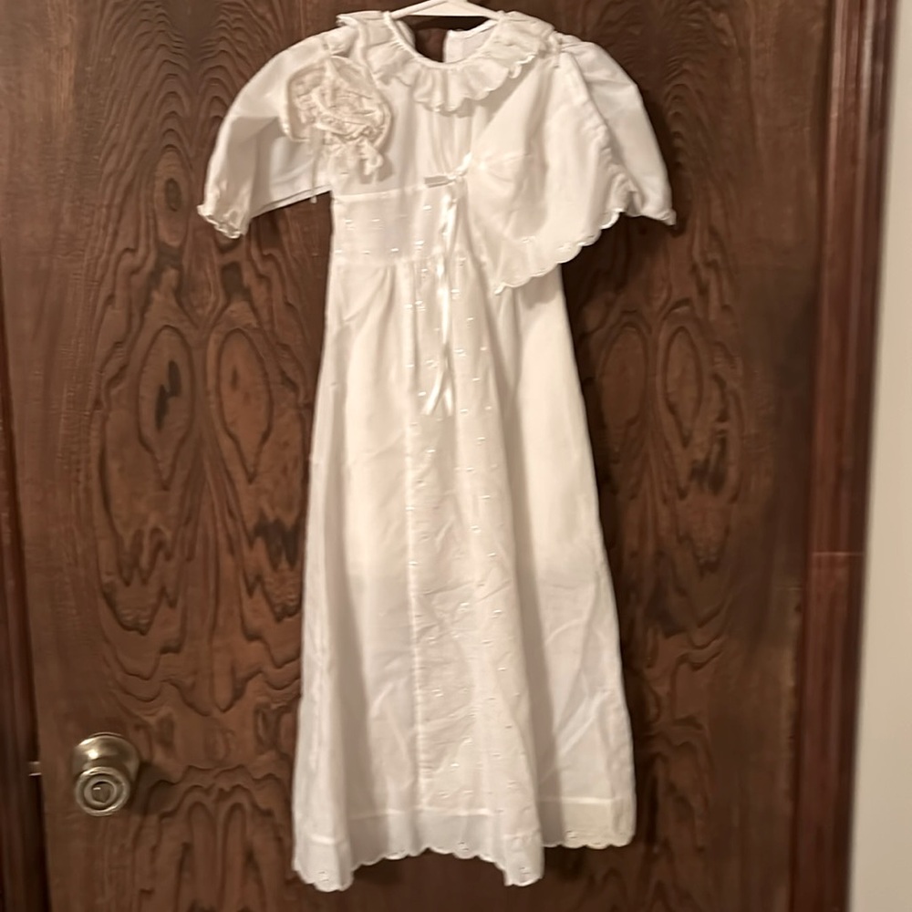 Vintage Christening Gown with Bonnet and Booties